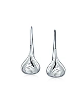 Bling Jewelry Carved Etched Puffed Pear Shaped Rain Drop Teardrop Earrings Fishhook Sterling Silver Inch