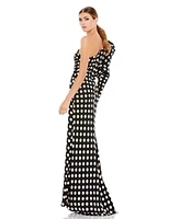 Mac Duggal Women's One Sleeve Polka Dot Sheath Gown