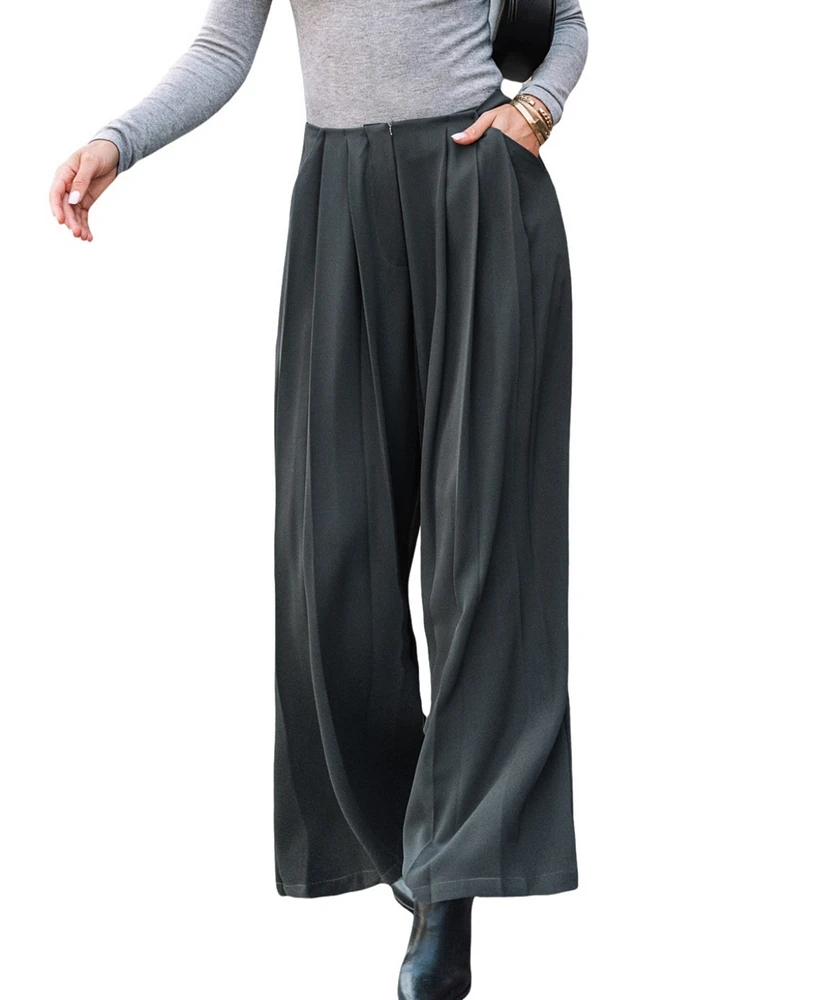 Cupshe Women's Pleated Straight Leg Pants