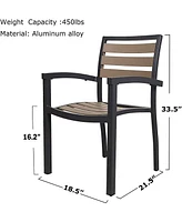 Slickblue Outdoor Dining Chair Set of 4 - Heavy Duty Stackable Aluminum Alloy Armchairs