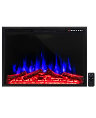 Sugift 37 Inch Electric Fireplace Recessed with Adjustable Flames