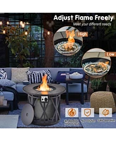 Sugift 32 Inch 30000BTU Fire Pit Table with Fire Glasses and Pvc Cover