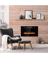 Sugift 30-Inch Recessed Ultra Thin Electric Fireplace Heater with Glass Appearance