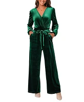 Cupshe Women's Velvet Long Sleeve Straight Leg Jumpsuit