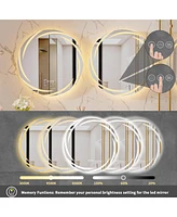 Wisfor Round Circle Lighted Bathroom Mirror Anti Fog Vanity Mirror Stepless Dimming
