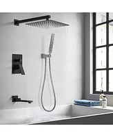 Slickblue Male Npt Shower System Rain Shower Head with Handheld Spray, Wall Mount Set