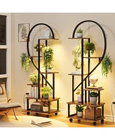 gaomon 2 Pack 6 Tier Tall Plant Stand with Grow Lights Metal Indoor Plant Stand