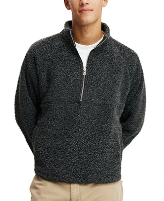 Cotton On Men's Teddy 1/2 Zip Fleece Sweatshirt