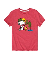 Hybrid Big Boys Peanuts Snoopy Fishing Graphic Tee