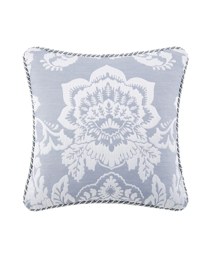 Rose Tree Floral Damask Woven Decorative Throw Pillow, 18"x18"