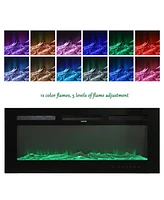 Boyel Living Wall Mounted Recessed Electric Fireplace with Logs and Crystals