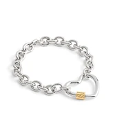 Coach Two-Tone Signature Carabiner Heart Statement Bracelet