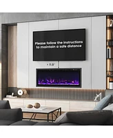 Skonyon Electric Fireplace in-Wall Recessed with Remote Control and Adjustable Color and Brightness-42 inches