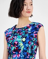 Connected Women's Floral Round-Neck Sleeveless Dress