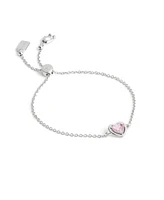 Coach Faux Stone Halo Heart Slider Bracelet