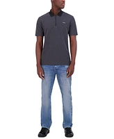 Karl Lagerfeld Paris Men's Logo Textured Zip Polo Shirt