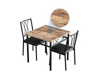 gaomon Dining Table Set for 2, Kitchen Table and Chairs for 2, Small Kitchen Table Set for 2, Square Kitchen Table Set with 2 Upholstered Chairs for S