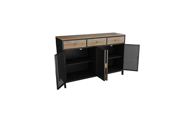 Slickblue 4 Doors Modern Sideboard with 3 Top Drawers, Sideboard Storage Cabinet Entryway Floor Cabinet for Living Room Office Bedroom