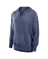 Fanatics Women's Heather Navy Dallas Cowboys Initiative Snow Wash French Terry V-Neck Pullover Hoodie