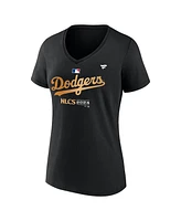 Fanatics Women's Black Los Angeles Dodgers 2024 National League Division Series Champions Locker Room V-Neck T-Shirt