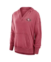 Fanatics Women's Heather Red San Francisco 49ers Initiative Snow Wash French Terry V-Neck Pullover Hoodie