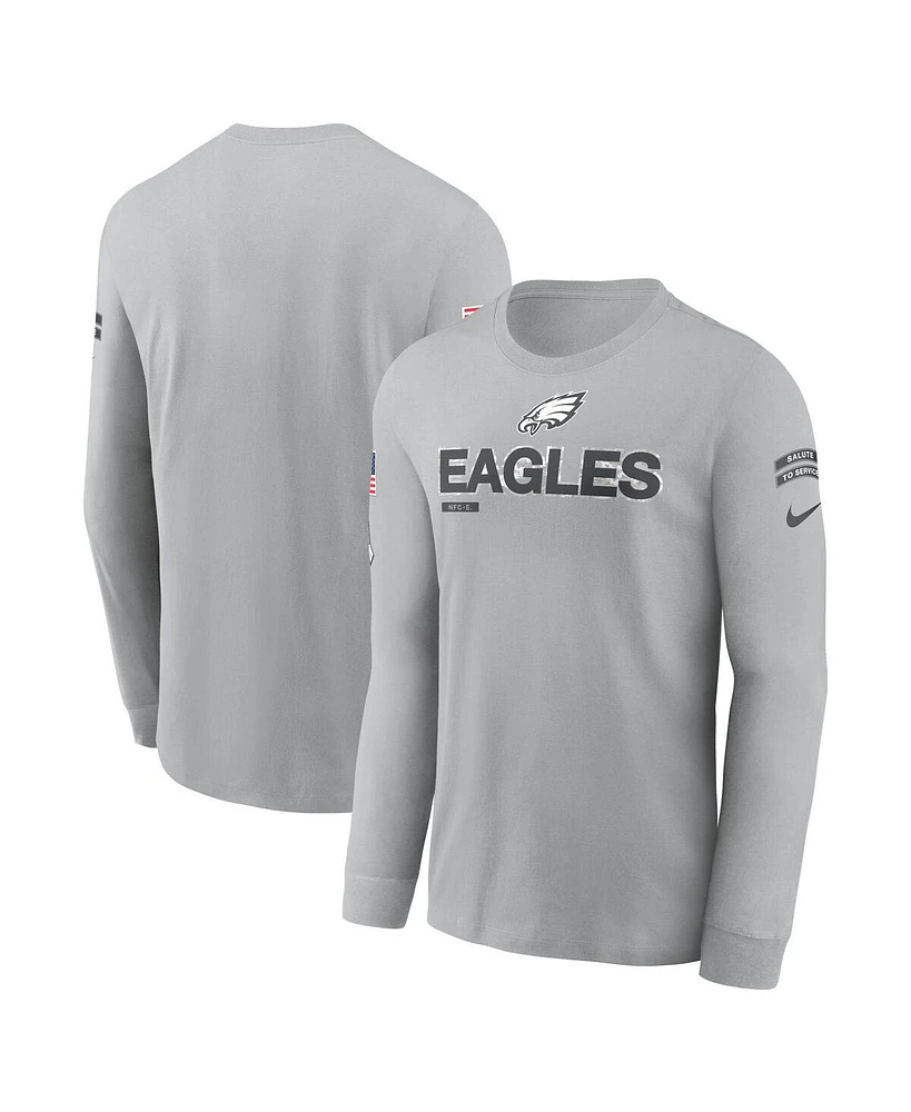 Nike Men's Gray Philadelphia Eagles 2024 Salute to Service Long Sleeve T-Shirt