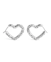 Coach Faux Stone Signature Quilted Heart Hoop Earrings