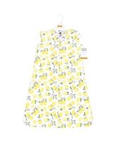 Hudson Baby Girls Cotton Sleeveless Wearable Sleeping Bag, Sack, Blanket, Yellow Lemon, 0-6 Months