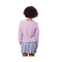 Bellemere Tweed Merino Pullover With Pearl Collar