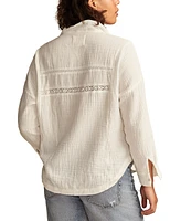 Lucky Brand Women's Lace-Trim Gauze Shirt