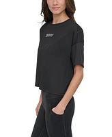 Dkny Sport Women's Rhinestone-Logo Cropped T-Shirt