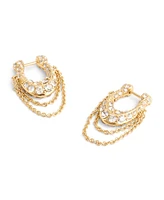 Coach Faux Stone Signature Pave C Chain Hoop Earrings