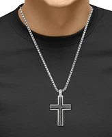 Effy Men's Black Rhodium Cross 22" Pendant Necklace in Sterling Silver