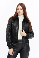 Furniq Uk Women's Leather Bomber Jacket
