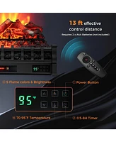 Sugift 26 Inch Electric Fireplace Heater with Remote Control and Realistic Lemonwood Ember Bed