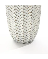 LuxenHome Modern Geometric Pattern Polyresin -Inch Tall Cylinder Vase