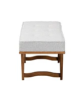 Baxton Studio Chenoa Japandi Light Grey Boucle Fabric and Walnut Brown Finished Wood Bench