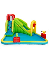 Gymax Outdoor Inflatable Splash Water Bounce House Jump Slide w/Blower