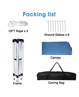 Slickblue 10 ft. Foldable Pop-Up Canopy Tent Height Adjustable with Carrying Bag for Parties, Picnics & Camping