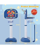 Gymax 4-In-1 Kids Adjustable Basketball Hoop Goal Toy W/Ring Toss Sticky Ball Golf Set