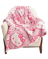 Saturday Park Hello Kitty Cute Faces Pink Feather Knit Fluffy 50x60 Throw Blanket