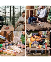 Slickblue Roll Up Wooden Folding Table - Low Height Portable Table for Camping and Picnics