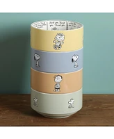 Peanuts Snoopy Bonbon Bites 4 Piece 5.5" Decorated Stoneware Ceramic Stackable Bowl Set