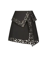 Mac Duggal Women's Crepe Grommet Mini Skirt