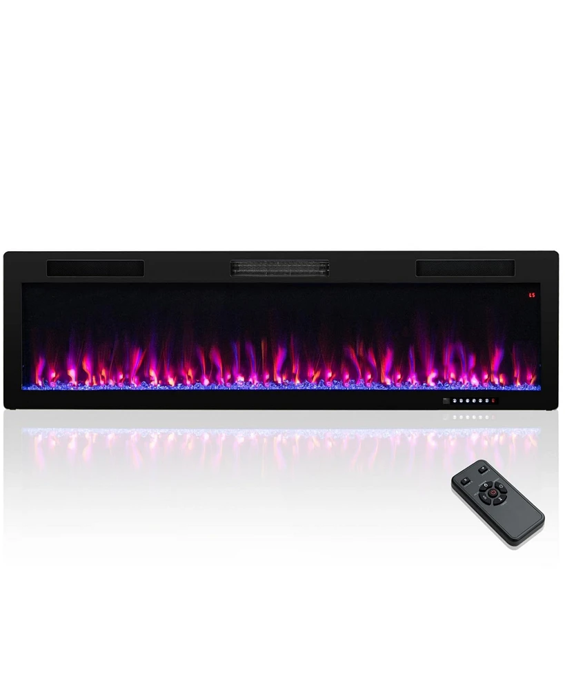 Sugift Electric Fireplace 60 Inches Recessed and Wall Mounted for 2' x 6' Stud