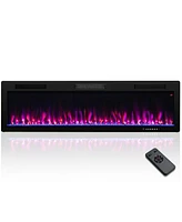 Sugift Electric Fireplace 60 Inches Recessed and Wall Mounted for 2' x 6' Stud