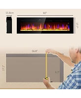 Homcom 60" Recessed or Wall Mounted Electric Fireplace w/ Remote Control