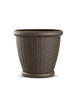 Suncast Willow 18 Inch Diameter Resin Decorative Wicker Patio Planter Pot, Java