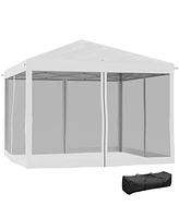 Outsunny 10' x Pop Up Canopy with 4 Removable Sidewalls,