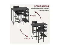 gaomon Dining Table Set for 2, Kitchen Table and Chairs with Wine Rack, Metal Frame Modern Bar Table Set with 2 Chairs